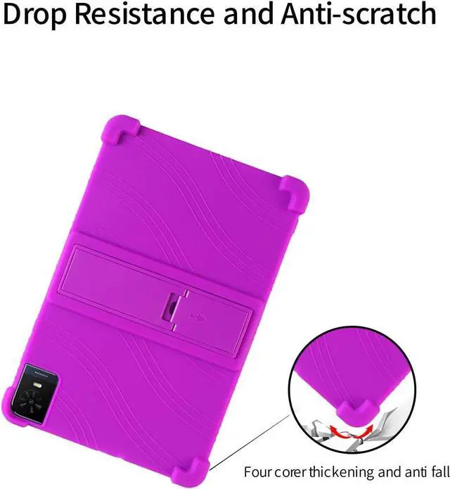 Alt view image 5 of 7 - anicestore Case for TCL Tab 10 NXTPAPER 5G 10.4 Inch Tablet 2025 with 2PCS Tempered Glass Screen Protector, Soft Silicone Cover with Adjustable Stand Shockproof Kids Friendly Cover (Purple)