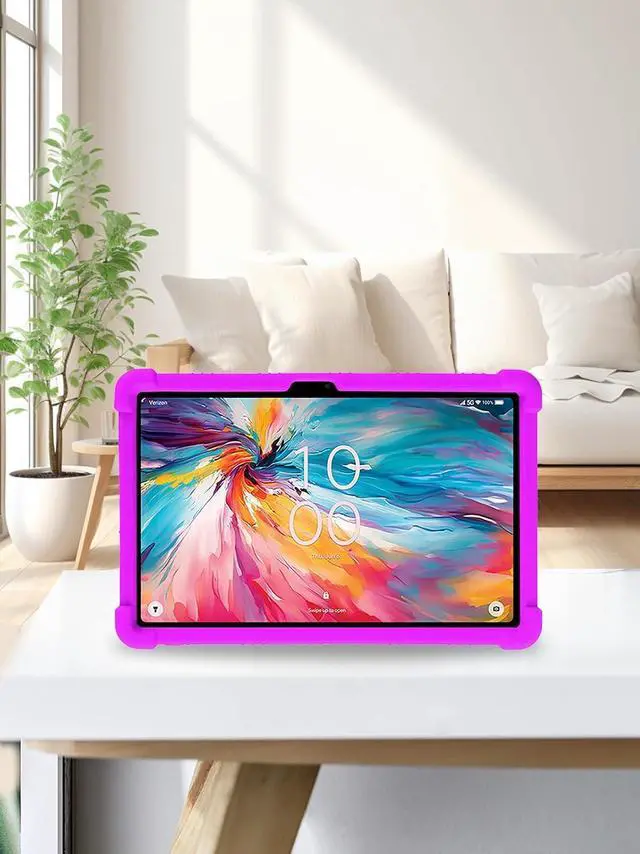 Alt view image 6 of 7 - anicestore Case for TCL Tab 10 NXTPAPER 5G 10.4 Inch Tablet 2025 with 2PCS Tempered Glass Screen Protector, Soft Silicone Cover with Adjustable Stand Shockproof Kids Friendly Cover (Purple)