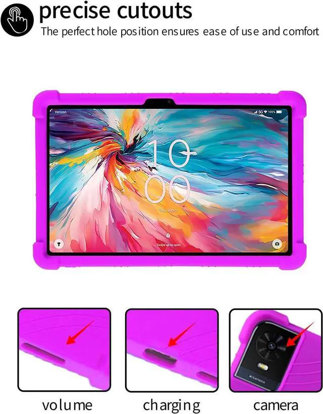 Alt view image 4 of 7 - anicestore Case for TCL Tab 10 NXTPAPER 5G 10.4 Inch Tablet 2025 with 2PCS Tempered Glass Screen Protector, Soft Silicone Cover with Adjustable Stand Shockproof Kids Friendly Cover (Purple)