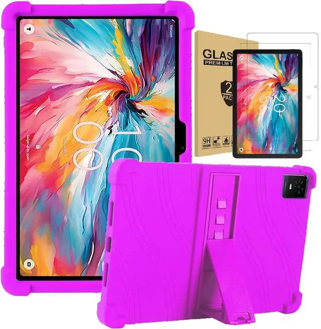 Main image of anicestore Case for TCL Tab 10 NXTPAPER 5G 10.4 Inch Tablet 2025 with 2PCS Tempered Glass Screen Protector, Soft Silicone Cover with Adjustable Stand Shockproof Kids Friendly Cover (Purple)