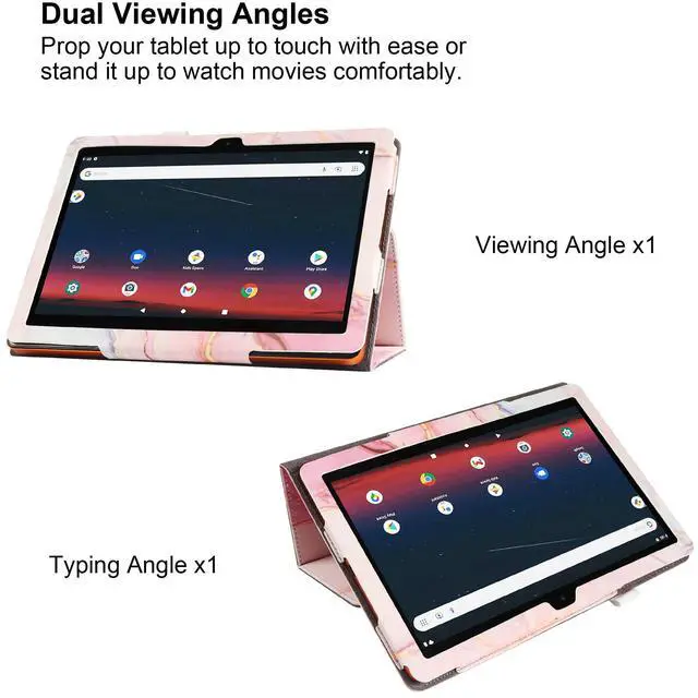 Alt view image 5 of 5 - Folio Case for TCL Tab 10 NXTPAPER 5G Case with Tempered Glass Screen Protector, Slim Lightweight PU Leather Folding Stand Cover Case for TCL TAB 10 NXTPAPER 5G 10.4 Inch Model 9199S Tablet (Marble)