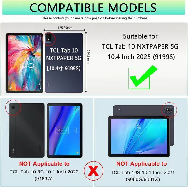 Alt view image 2 of 5 - Folio Case for TCL Tab 10 NXTPAPER 5G Case with Tempered Glass Screen Protector, Slim Lightweight PU Leather Folding Stand Cover Case for TCL TAB 10 NXTPAPER 5G 10.4 Inch Model 9199S Tablet (Marble)