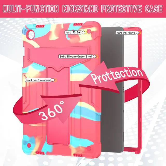 Alt view image 4 of 7 - Galaxy Tab A11 Plus Case 11 Inch - Heavy Duty Rugged Protective Case with Kickstand Shockproof Hybrid Cover Case for Samsung Galaxy Tab A11+ / A9+ 11" Tablet SM-X236/X210/X215/X216/X218 (Candy Pink)