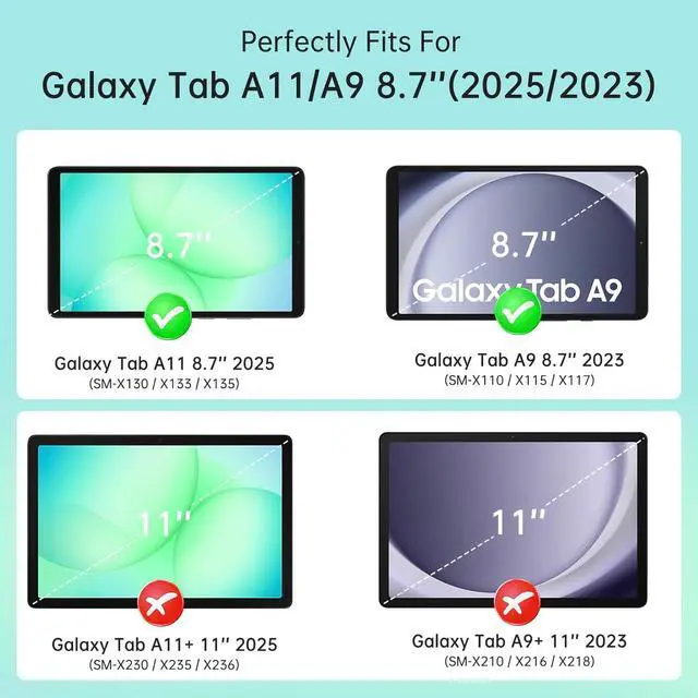 Alt view image 2 of 6 - Galaxy Tab A11 Case 8.7 Inch - Heavy Duty Rugged Protective Case with Kickstand Shockproof Hybrid Cover Case for Samsung Galaxy Tab A11 / A9 8.7" Tablet SM-X130/X133/X135/X110/X115/X117 (Candy Pink)