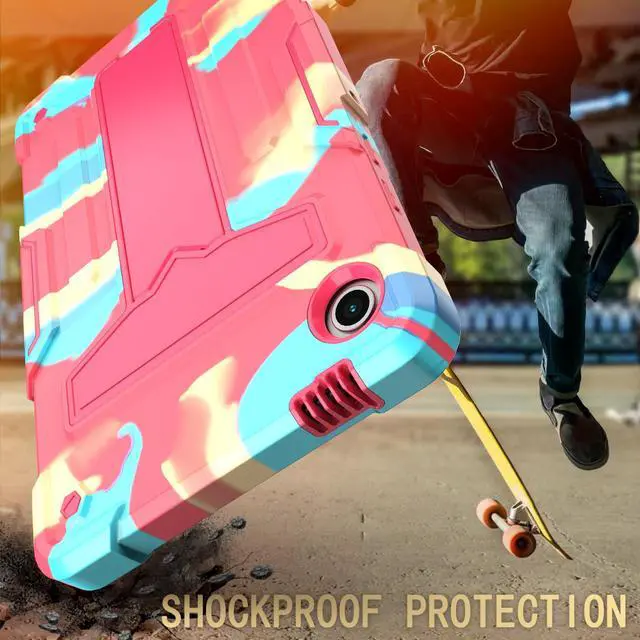 Alt view image 6 of 6 - Galaxy Tab A11 Case 8.7 Inch - Heavy Duty Rugged Protective Case with Kickstand Shockproof Hybrid Cover Case for Samsung Galaxy Tab A11 / A9 8.7" Tablet SM-X130/X133/X135/X110/X115/X117 (Candy Pink)