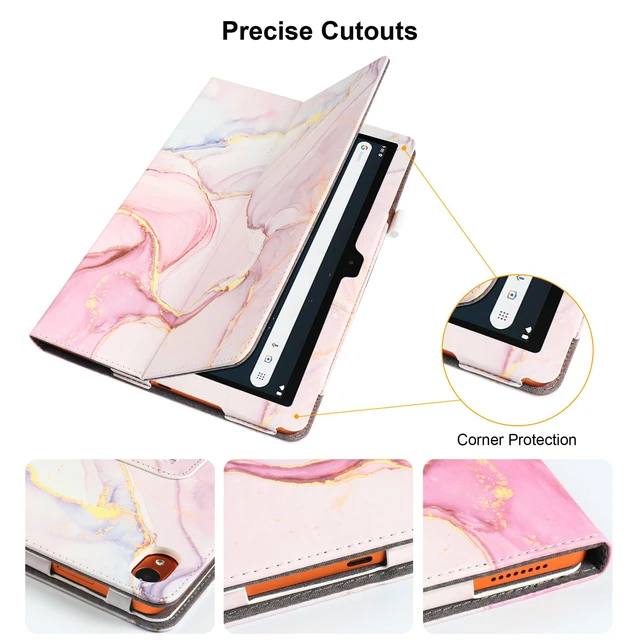 Alt view image 7 of 7 - anicestore Case for Onn 11 Inch Core Tablet (2026 Model) - Slim Lightweight Folio Folding Stand Case PU Leather Cover for Onn. 11" Tablet 2026 Released (5th Gen) with 1 Random Color Stylus-Pink Marble