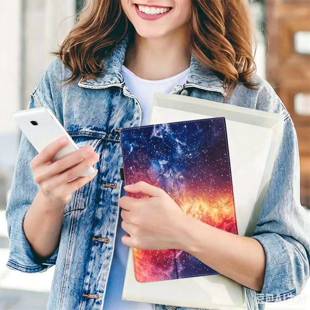 Alt view image 7 of 7 - anicestore Case for Onn 8.1 Inch Core Tablet (2026 Model) - Slim Lightweight Folio Folding Stand Case PU Leather Cover for Onn. 8.1" Tablet 2026 Released (5th Gen) with 1 Random Color Stylus - Galaxy