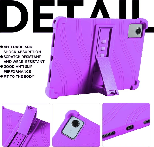 Alt view image 6 of 7 - Silicone Case for Motorola Moto Pad 2026 11"/ Lenovo Idea Tab 11 inch/ Tab K11 Gen 2/ Tab M11/ Tab K11 11 inch Tablet - Soft Lightweight Durable Grip Protection Cover with Kickstand + 1 Stylus -Purple