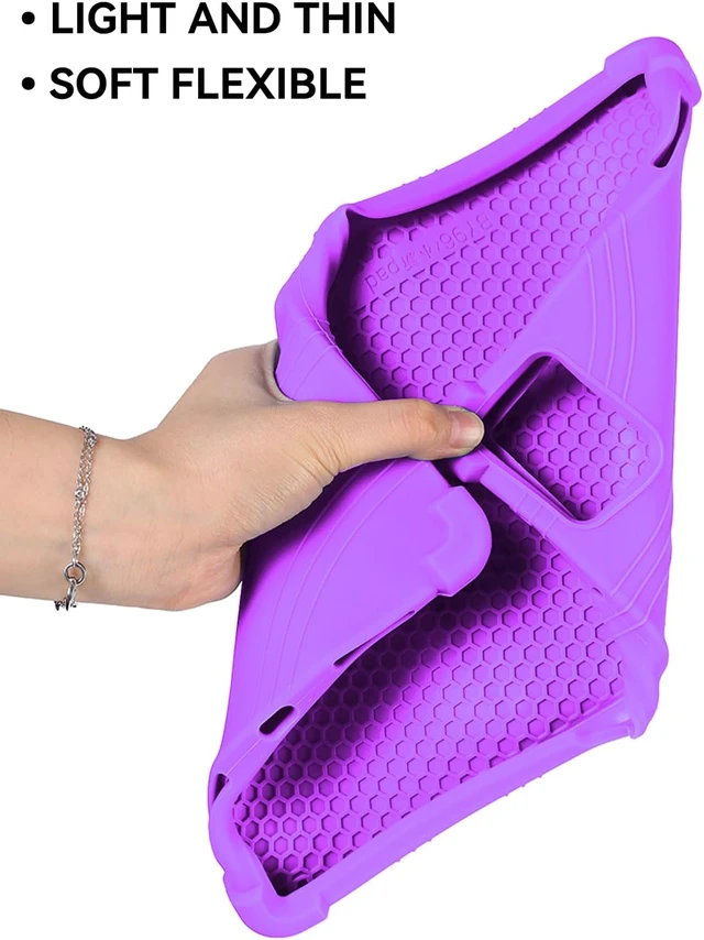 Alt view image 4 of 7 - Silicone Case for Motorola Moto Pad 2026 11"/ Lenovo Idea Tab 11 inch/ Tab K11 Gen 2/ Tab M11/ Tab K11 11 inch Tablet - Soft Lightweight Durable Grip Protection Cover with Kickstand + 1 Stylus -Purple