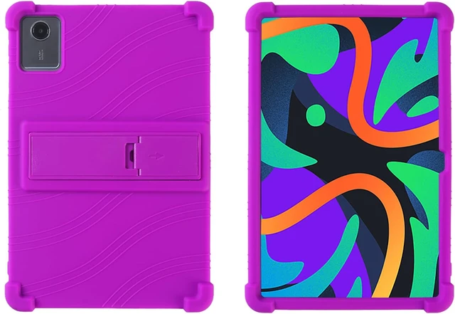 Alt view image 3 of 7 - Silicone Case for Motorola Moto Pad 2026 11"/ Lenovo Idea Tab 11 inch/ Tab K11 Gen 2/ Tab M11/ Tab K11 11 inch Tablet - Soft Lightweight Durable Grip Protection Cover with Kickstand + 1 Stylus -Purple