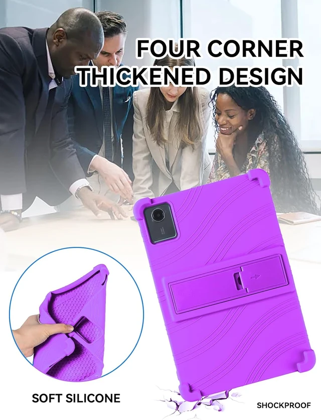 Alt view image 7 of 7 - Silicone Case for Motorola Moto Pad 2026 11"/ Lenovo Idea Tab 11 inch/ Tab K11 Gen 2/ Tab M11/ Tab K11 11 inch Tablet - Soft Lightweight Durable Grip Protection Cover with Kickstand + 1 Stylus -Purple