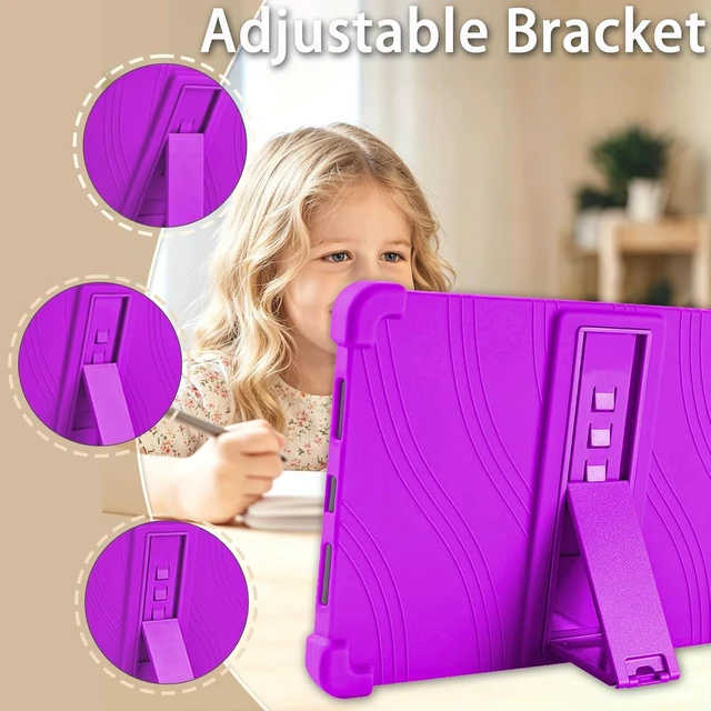 Alt view image 6 of 7 - Case For Onn 11" Tablet (2026 Model), Kids Friendly Soft Silicone Adjustable Stand Cover Case for Onn 11 inch Core Tablet Gen 5 (Model: 36018341) 2026 Release + 1 Random Color Stylus (Purple)