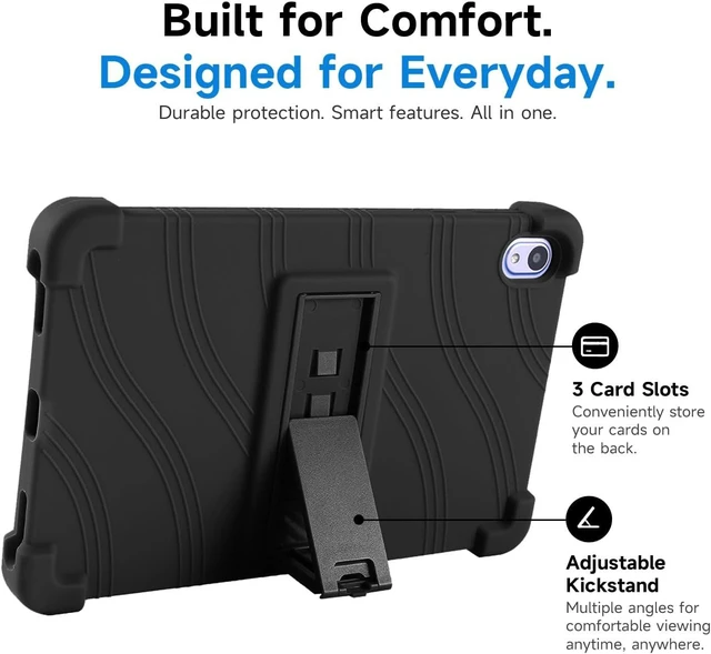 Alt view image 4 of 7 - Case For Onn 8.1" Tablet (2026 Model), Kids Friendly Soft Silicone Adjustable Stand Cover Case for Onn 8.1 inch Core Tablet Gen 5 (Model: 36018340) 2026 Release + 1 Random Color Stylus - (Black)