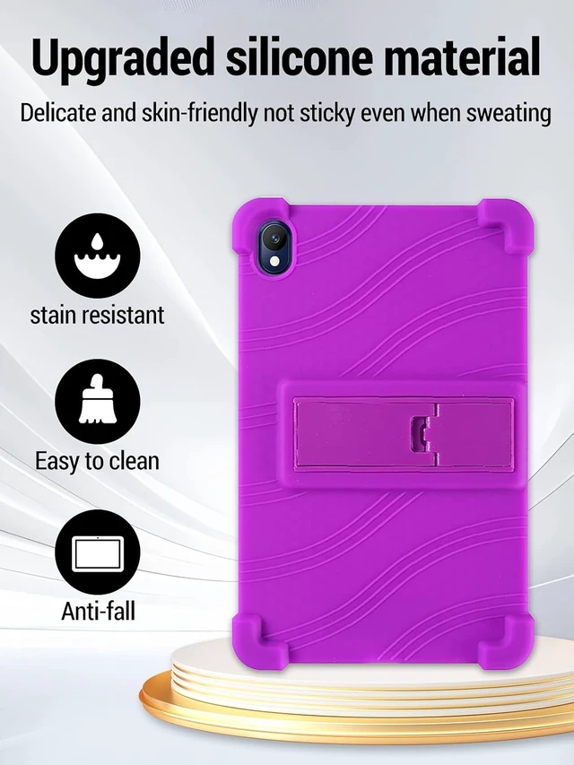 Alt view image 5 of 7 - Case For Onn 8.1" Tablet (2026 Model), Kids Friendly Soft Silicone Adjustable Stand Cover Case for Onn 8.1 inch Core Tablet Gen 5 (Model: 36018340) 2026 Release + 1 Random Color Stylus - (Purple)
