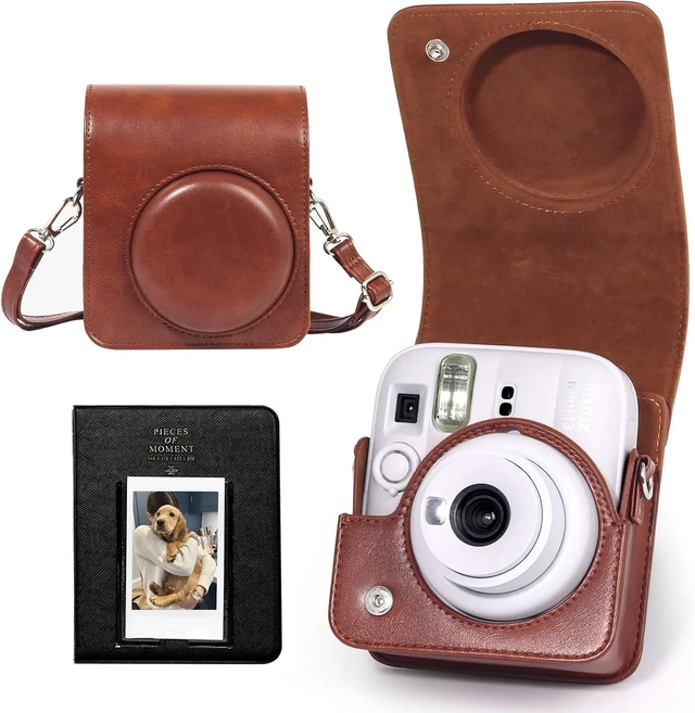Main image of Camera Case for Fujifilm Instax Mini 13 Instant Camera -PU Leather Bag Protective Cover, Camera Crossbody Bag for Fuji Mini 13 with 64 Photo Album 2x3, and Adjustable Shoulder Strap, No Camera (Brown)