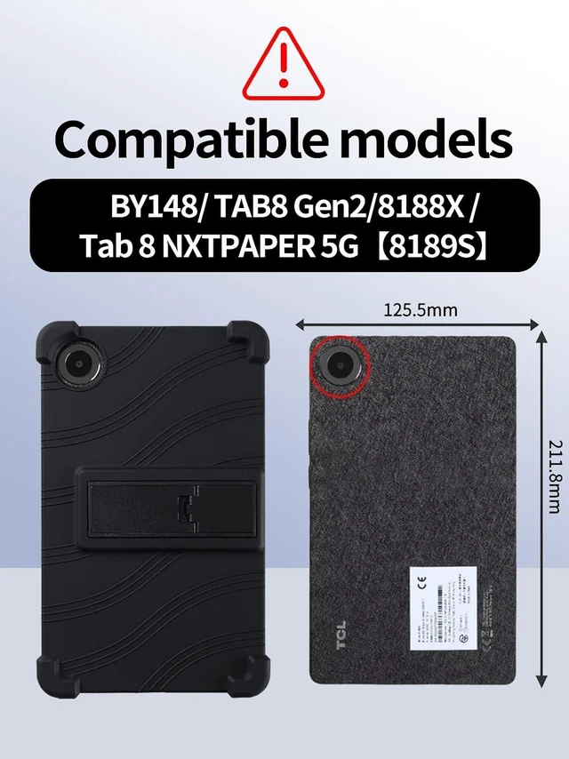 Alt view image 2 of 7 - anicestore Case for TCL Tab 8 Gen 2 8.7" Tablet (Model 8188X) Kids-Friendly Soft Silicone Protective Cover with Adjustable Stand Shockproof Drop-Proof Case for TCL TAB 8 Gen 2 8.7 inch Tablet (Black)