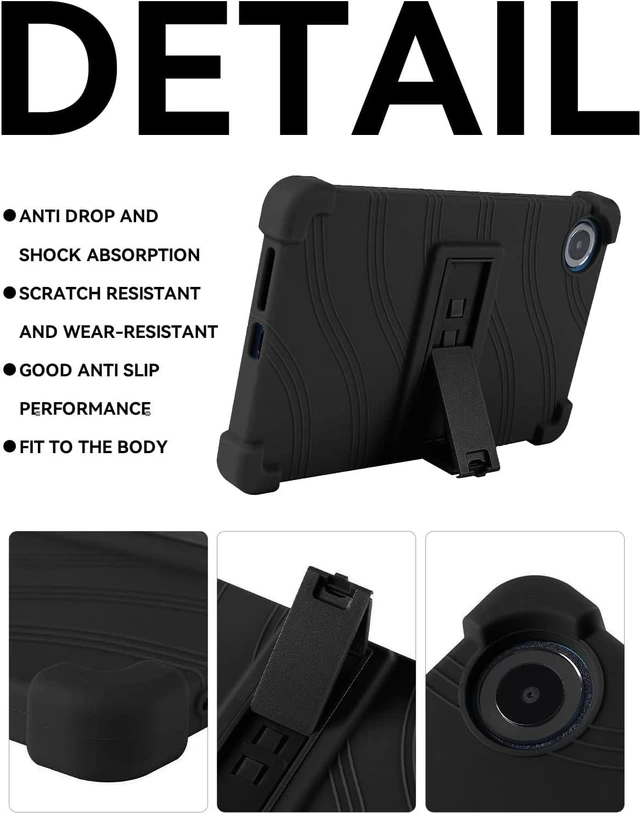 Alt view image 5 of 7 - anicestore Case for TCL Tab 8 Gen 2 8.7" Tablet (Model 8188X) Kids-Friendly Soft Silicone Protective Cover with Adjustable Stand Shockproof Drop-Proof Case for TCL TAB 8 Gen 2 8.7 inch Tablet (Black)