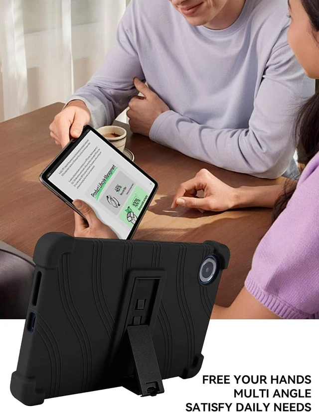 Alt view image 4 of 7 - anicestore Case for TCL Tab 8 Gen 2 8.7" Tablet (Model 8188X) Kids-Friendly Soft Silicone Protective Cover with Adjustable Stand Shockproof Drop-Proof Case for TCL TAB 8 Gen 2 8.7 inch Tablet (Black)