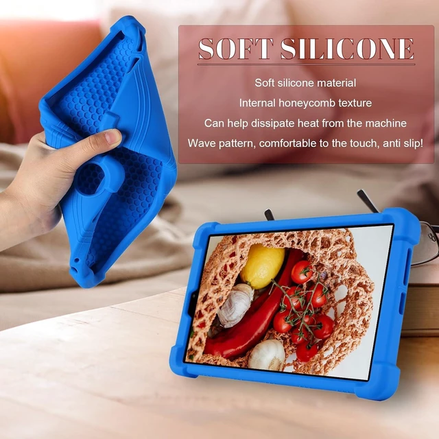 Alt view image 6 of 7 - anicestore Case for TCL Tab 8 Gen 2 8.7" Tablet (Model 8188X) Kids-Friendly Soft Silicone Protective Cover with Adjustable Stand Shockproof Drop-Proof Case for TCL TAB 8 Gen 2 8.7 inch Tablet (Blue)