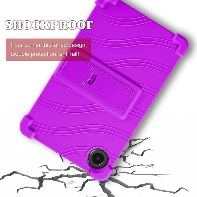 Alt view image 2 of 7 - anicestore Case for TCL Tab 8 Gen 2 8.7" Tablet (Model 8188X) Kids-Friendly Soft Silicone Protective Cover with Adjustable Stand Shockproof Drop-Proof Case for TCL TAB 8 Gen 2 8.7 inch Tablet (Purple)