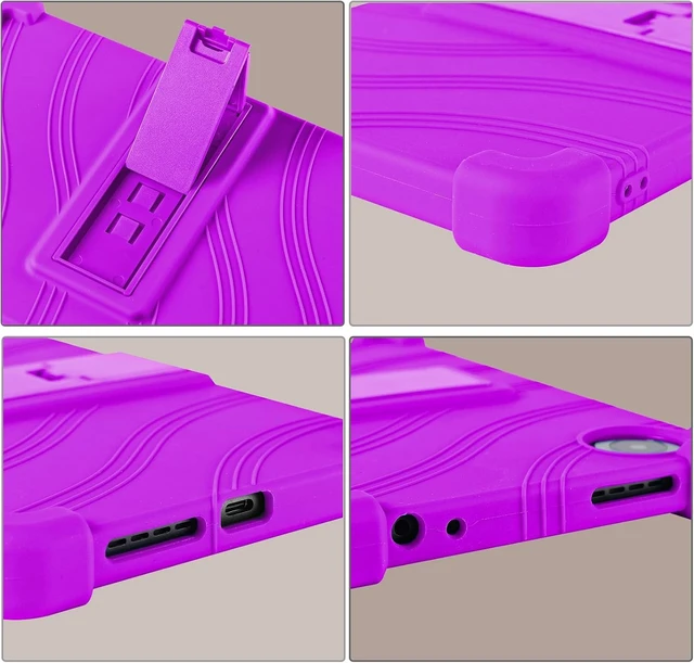 Alt view image 5 of 7 - anicestore Case for TCL Tab 8 Gen 2 8.7" Tablet (Model 8188X) Kids-Friendly Soft Silicone Protective Cover with Adjustable Stand Shockproof Drop-Proof Case for TCL TAB 8 Gen 2 8.7 inch Tablet (Purple)