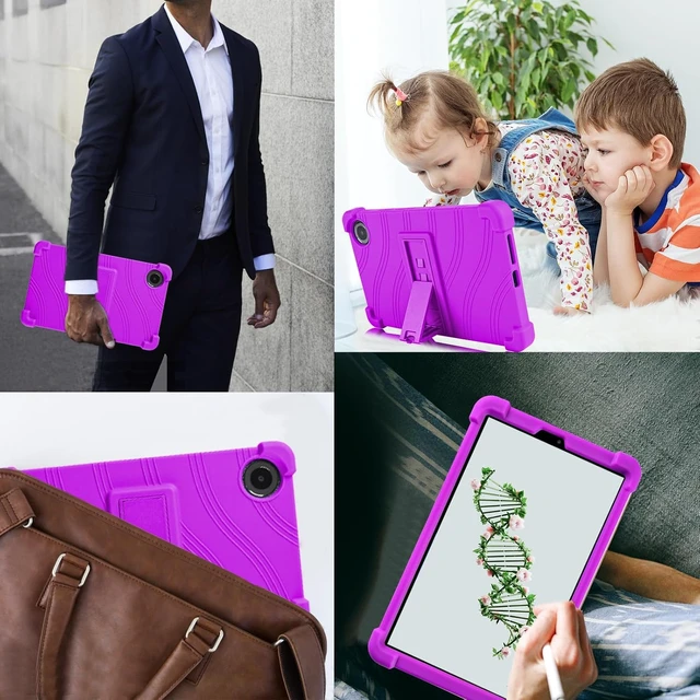Alt view image 6 of 7 - anicestore Case for TCL Tab 8 Gen 2 8.7" Tablet (Model 8188X) Kids-Friendly Soft Silicone Protective Cover with Adjustable Stand Shockproof Drop-Proof Case for TCL TAB 8 Gen 2 8.7 inch Tablet (Purple)