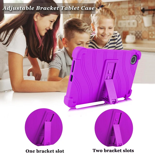 Alt view image 4 of 7 - anicestore Case for TCL Tab 8 Gen 2 8.7" Tablet (Model 8188X) Kids-Friendly Soft Silicone Protective Cover with Adjustable Stand Shockproof Drop-Proof Case for TCL TAB 8 Gen 2 8.7 inch Tablet (Purple)