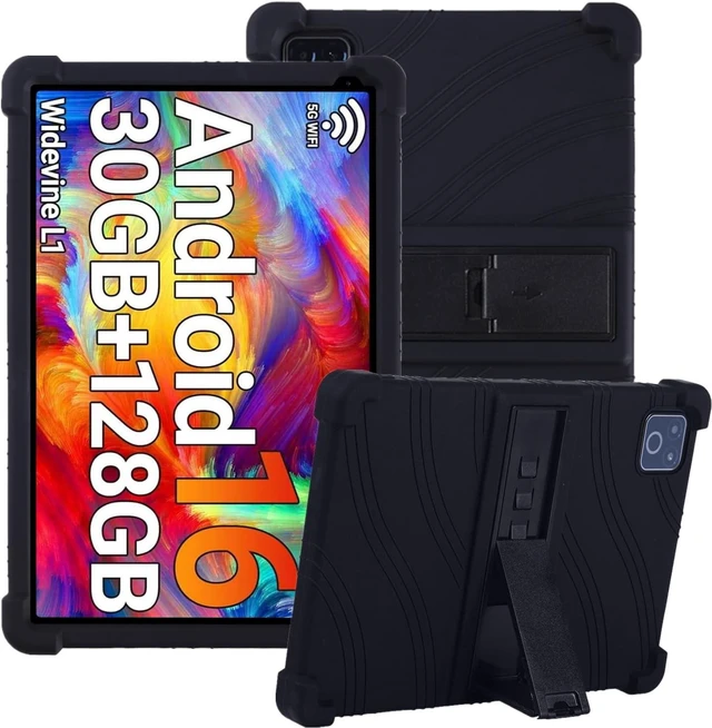 Main image of Case for Urao X109 10.1" Android 16 Tablet 2026 - Kids-Friendly Soft Silicone Protective Cover with Adjustable Stand, Shockproof Drop-Proof Case for URAO X109 Tablet 10.1 Inch (Black)