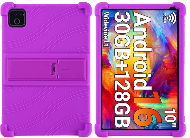 Alt view image 3 of 6 - Case for Urao X109 10.1" Android 16 Tablet 2026 - Kids-Friendly Soft Silicone Protective Cover with Adjustable Stand, Shockproof Drop-Proof Case for URAO X109 Tablet 10.1 Inch (Purple)