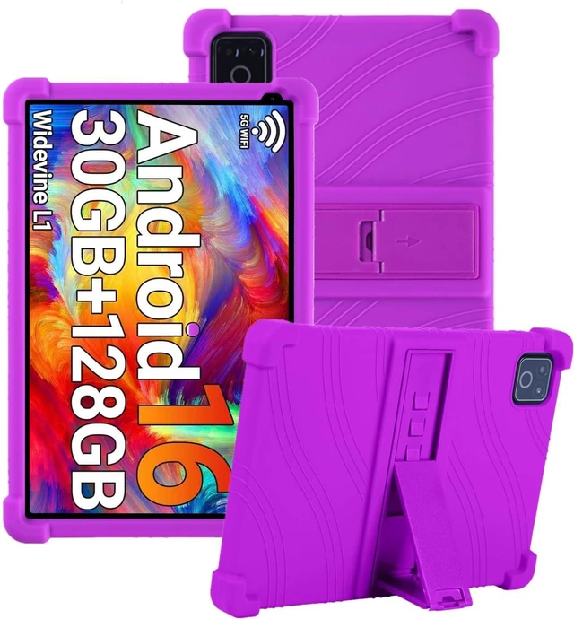 Main image of Case for Urao X109 10.1" Android 16 Tablet 2026 - Kids-Friendly Soft Silicone Protective Cover with Adjustable Stand, Shockproof Drop-Proof Case for URAO X109 Tablet 10.1 Inch (Purple)
