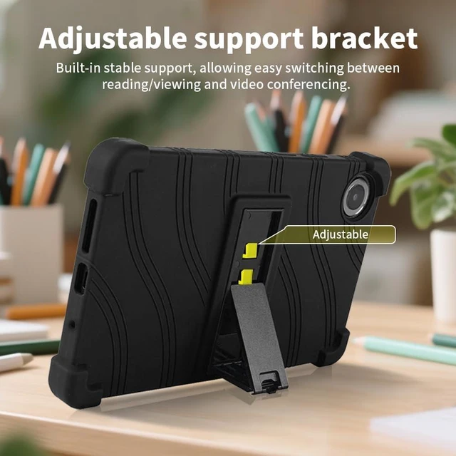 Alt view image 3 of 7 - anicestore Case for TCL TAB 8 NXTPAPER 5G 8.7" Tablet 8189S, Kids-Friendly Soft Silicone Protective Cover with Adjustable Stand Shockproof Drop-Proof Case for TCL TAB 8 NXTPAPER 5G 8.7 inch (Black)