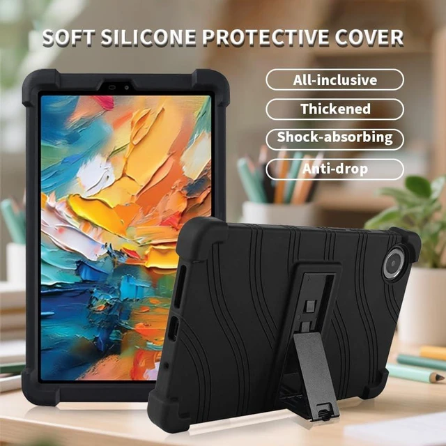 Alt view image 2 of 7 - anicestore Case for TCL TAB 8 NXTPAPER 5G 8.7" Tablet 8189S, Kids-Friendly Soft Silicone Protective Cover with Adjustable Stand Shockproof Drop-Proof Case for TCL TAB 8 NXTPAPER 5G 8.7 inch (Black)