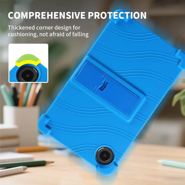 Alt view image 4 of 7 - anicestore Case for TCL TAB 8 NXTPAPER 5G 8.7" Tablet 8189S, Kids-Friendly Soft Silicone Protective Cover with Adjustable Stand Shockproof Drop-Proof Case for TCL TAB 8 NXTPAPER 5G 8.7 inch (Blue)