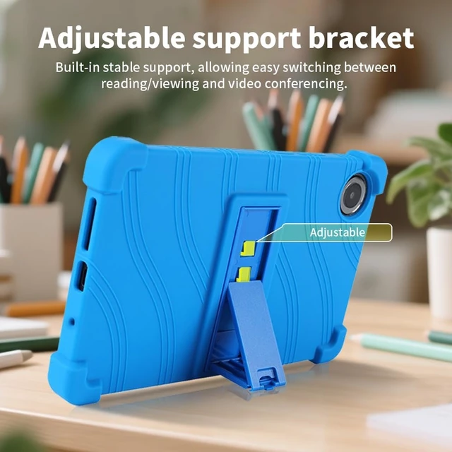 Alt view image 3 of 7 - anicestore Case for TCL TAB 8 NXTPAPER 5G 8.7" Tablet 8189S, Kids-Friendly Soft Silicone Protective Cover with Adjustable Stand Shockproof Drop-Proof Case for TCL TAB 8 NXTPAPER 5G 8.7 inch (Blue)
