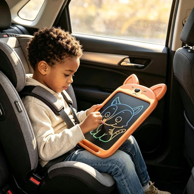 Alt view image 3 of 5 - 10-Inch LCD Writing Board for Kids, Colorful Doodle Drawing Pad, Electronic Drawing Tablet with Smart Lock, Reusable Sketch Pad for Travel & Home, Fox