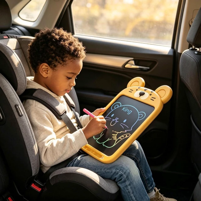 Alt view image 5 of 6 - 10-Inch LCD Writing Board for Kids, Colorful Doodle Drawing Pad, Electronic Drawing Tablet with Smart Lock, Reusable Sketch Pad for Travel & Home, Tiger