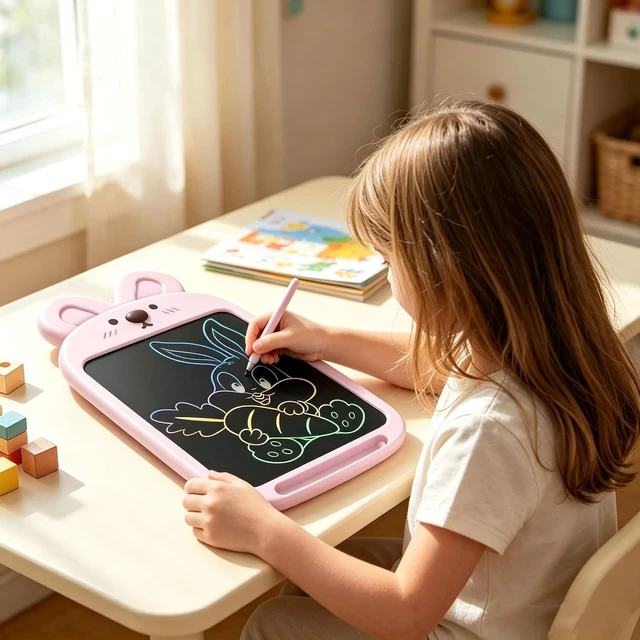 Alt view image 6 of 7 - 10-Inch LCD Writing Board for Kids, Colorful Doodle Drawing Pad, Electronic Drawing Tablet with Smart Lock, Reusable Sketch Pad for Travel & Home, Rabbit