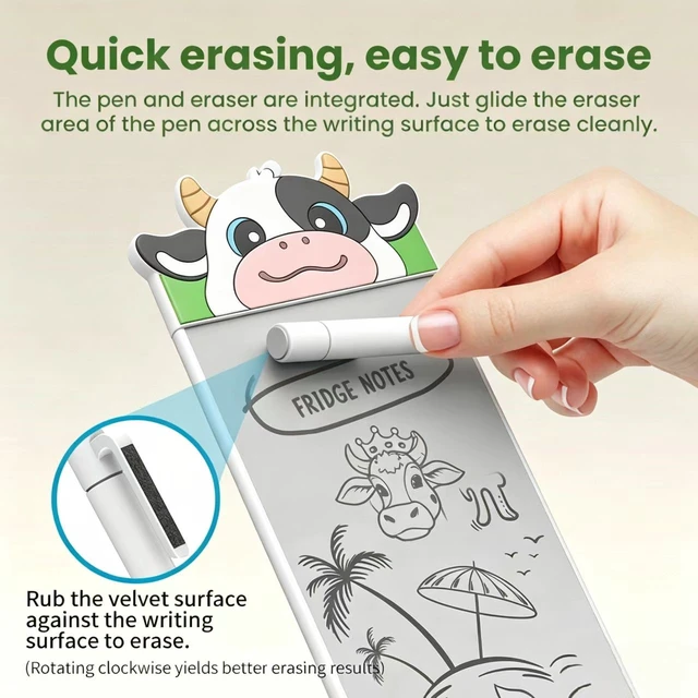 Alt view image 6 of 7 - Small White Board Dry Erase, 5.5 x 3 Inch Magnetic Dry Erase Board for Refrigerator, Grocery List & Notes, Fridge Memo Board with Eraser & Stylus (Parrot)