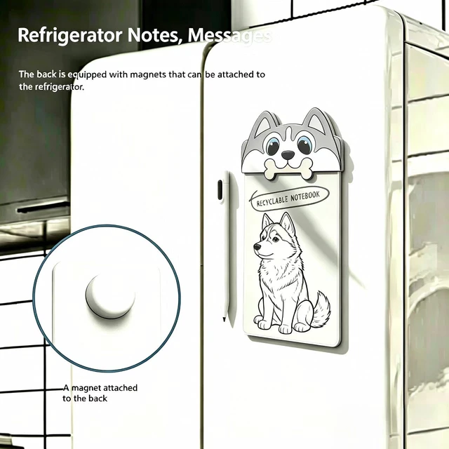Alt view image 2 of 7 - Small White Board Dry Erase, 5.5 x 3 Inch Magnetic Dry Erase Board for Refrigerator, Grocery List & Notes, Fridge Memo Board with Eraser & Stylus (Husky)