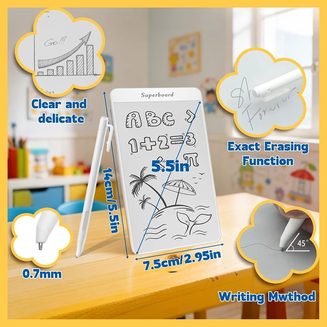 Alt view image 7 of 7 - Small White Board Dry Erase, 5.5 x 3 Inch Magnetic Dry Erase Board for Refrigerator, Grocery List & Notes, Fridge Memo Board with Eraser & Stylus (Husky)
