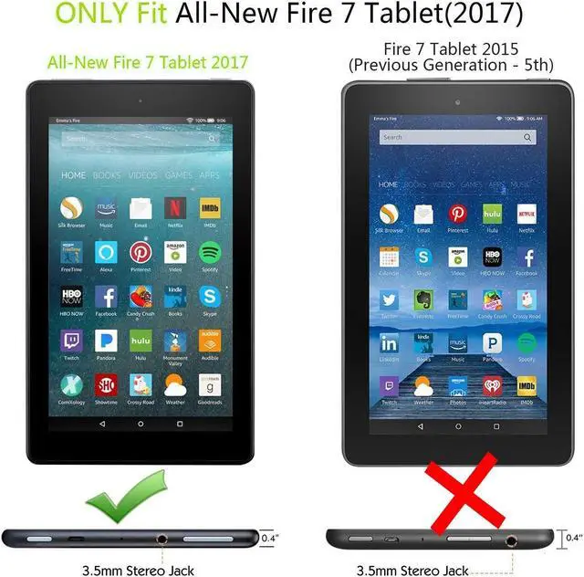 Alt view image 2 of 2 - Amazon Fire 7" 2017 Case, EpicGadget(TM) 7th Generation Fire 7 Premium PU Leather Folding Folio Case with Built in Stand For Fire 7 inch (2017 Release) + 1 Screen Protector and 1 Stylus