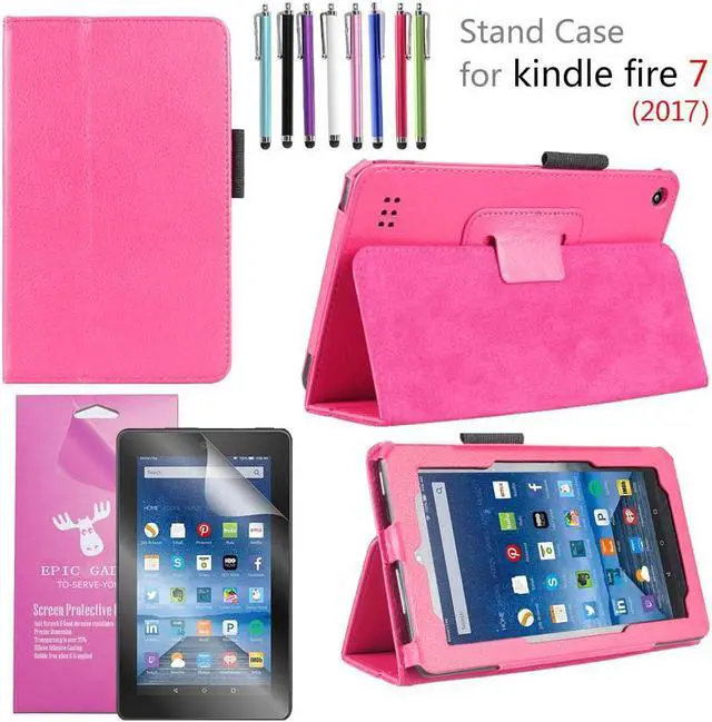 Main image of Amazon Fire 7" 2017 Case, EpicGadget(TM) 7th Generation Fire 7 Premium PU Leather Folding Folio Case with Built in Stand For Fire 7 inch (2017 Release) + 1 Screen Protector and 1 Stylus