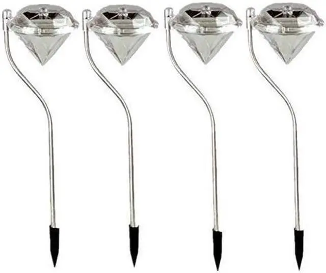 Alt view image 2 of 6 - Solar Garden Lights, EpicGadget Outdoor Decorations Color Changing LED Diamond Solar Light Stainless Steel Stake Pathway lights for Landscape Walkway Yard Path Deck Lawn Patio Driveway (4 Pieces)