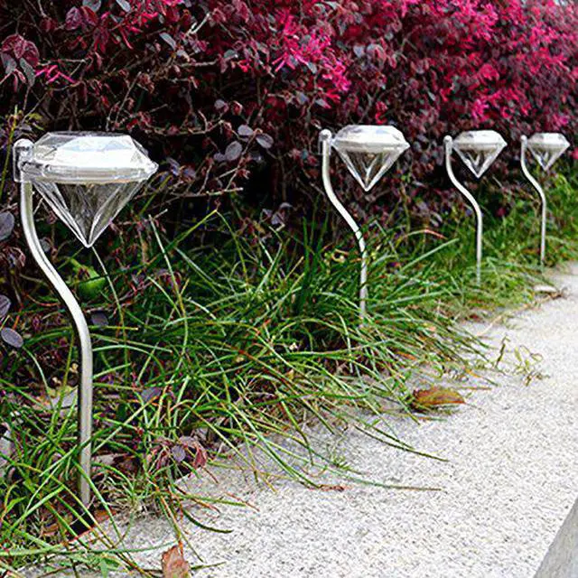 Alt view image 4 of 6 - Solar Garden Lights, EpicGadget Outdoor Decorations Color Changing LED Diamond Solar Light Stainless Steel Stake Pathway lights for Landscape Walkway Yard Path Deck Lawn Patio Driveway (4 Pieces)