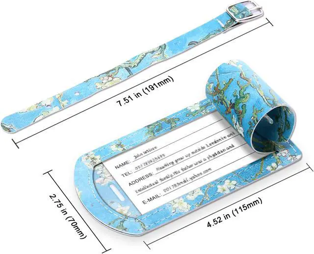 Alt view image 3 of 4 - Epicgadget Luggage Tags, Travel Bag PU Leather Tag ID Label Holder with Privacy Cover Cruise Suitcase Identifier (2 Pack)