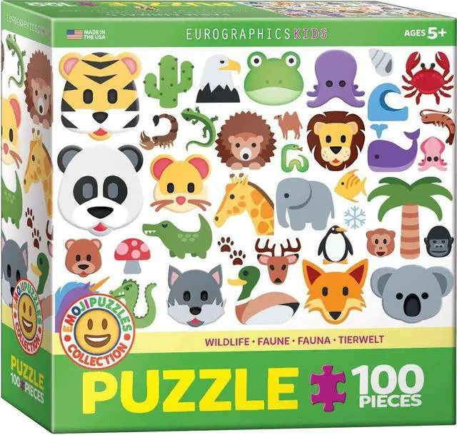 Alt view image 5 of 7 - Emoji Puzzle Wildlife Animals 100 Piece Jigsaw Puzzle