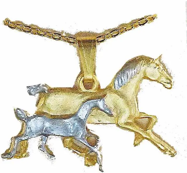 Main image of Finishing Touch 2-Tone Mare and Foal Necklace - Gold/silver