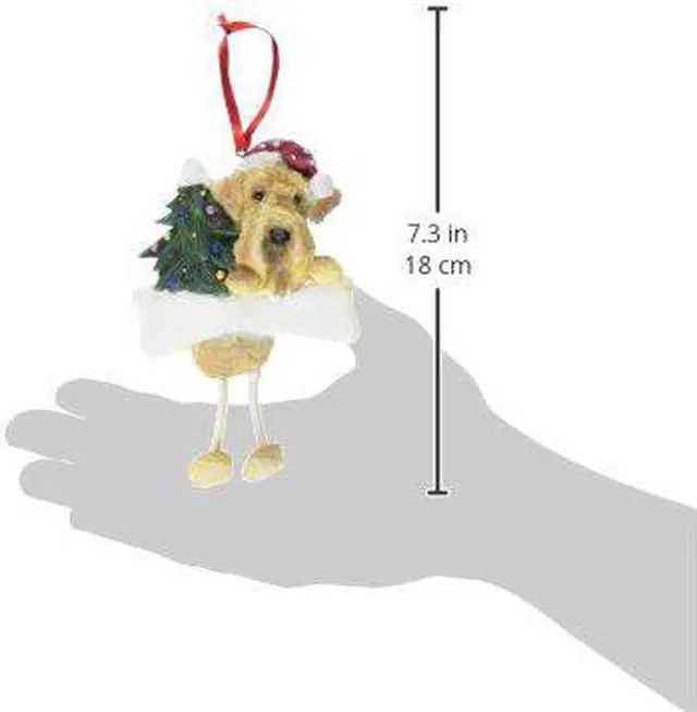 Main image of Airedale Terrier Ornament "Dangling Legs" Hand Painted and Easily Personalized