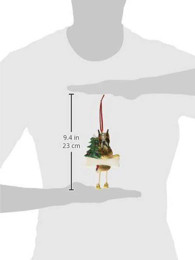 Alt view image 2 of 2 - Boxer Fawn, Cropped Dangling/Wobbly Leg Christmas Ornament