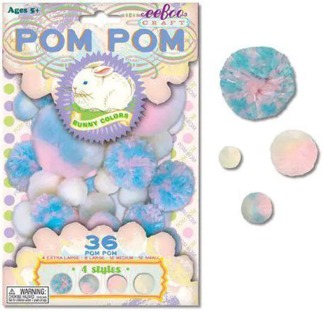 Main image of Bunny Colors Blue and Pink Pom Pom Craft Kit by eeBoo
